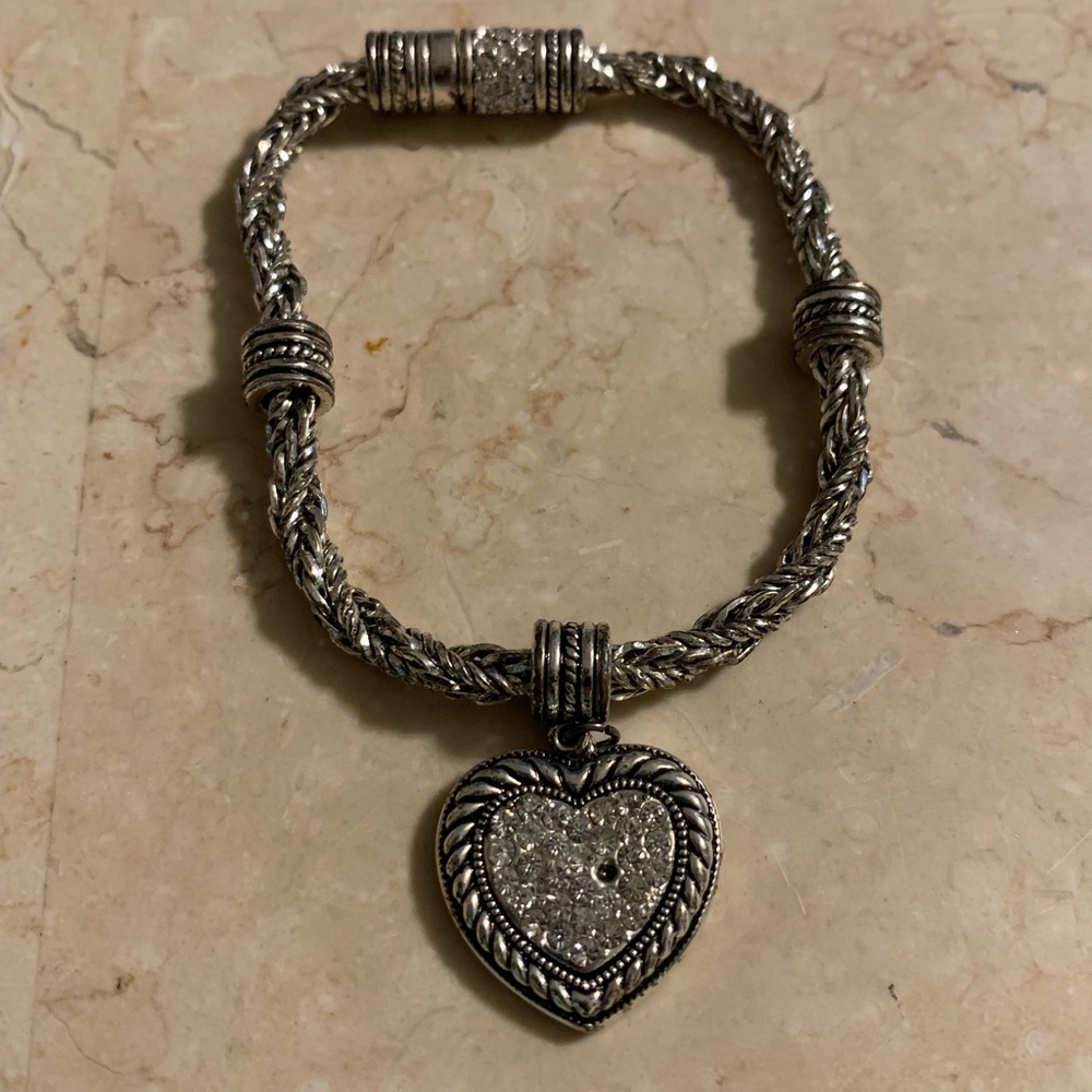 Things Remembered Heart Charm Crystal Bracelet